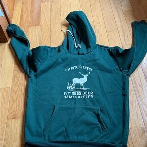 Forest Green Hooded Sweatshirt with Deer Graphic